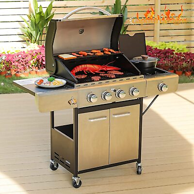 #ad 42000 BTU BBQ Grill Stainless Steel Propane Gas Barbecue Grills with 4 Burner $329.99