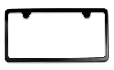 Stainless Steel License Plate Frame w Screw Caps Thin 2 Hole Silm Black $8.95