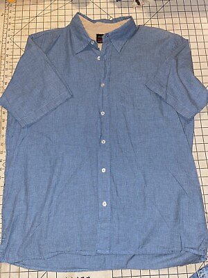 #ad Wrangler Shirt Mens Large Blue Button Down Short Sleeve Work $14.99