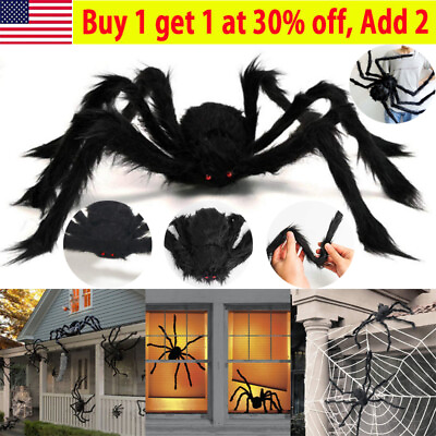 #ad 200cm Halloween Haunted Prop Spider Black Huge Large Spider Garden Decor Outdoor $9.49
