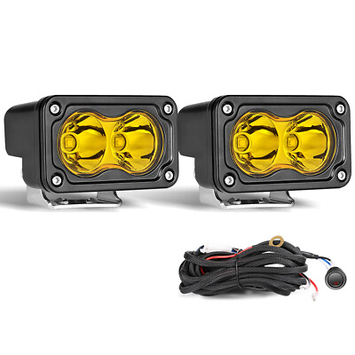 #ad For Can Am Maverick X3 2x3quot;Sport Amber Driving Spot LED Light Work Pods w Wiring $42.99