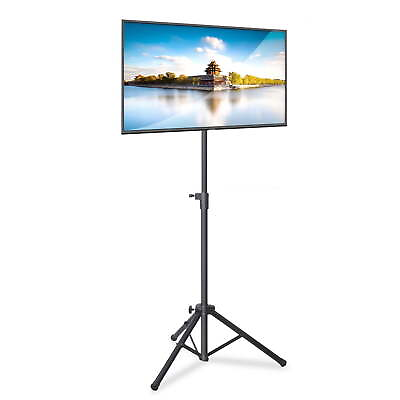 #ad Foldable Portable Adjustable Height Steel Tripod Flatscreen TV Stand Black $35.07