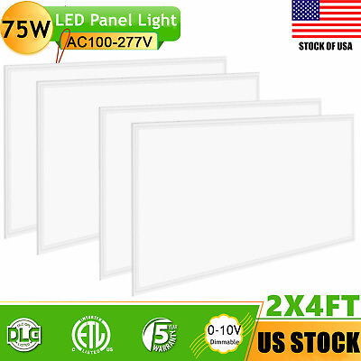 #ad 2x4Ft LED Panel Light Drop Ceiling Flat Panel Recessed Edge Lit Troffer 4pack $198.72