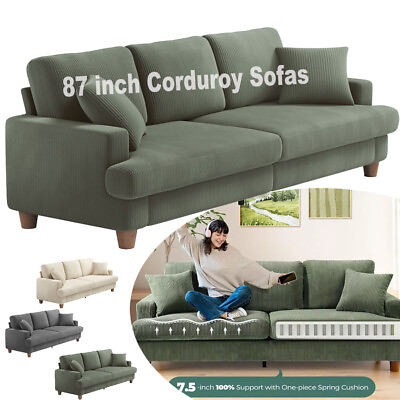 #ad Corduroy Apartment Sofa 3 Seater Sofa Modern Couch with Chaise for Living Room $299.99