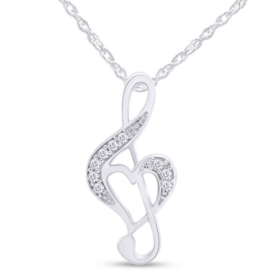 #ad 1 9ct Natural Diamond Heart Pendant 18quot; Necklace 14K White Gold Plated Silver $150.11