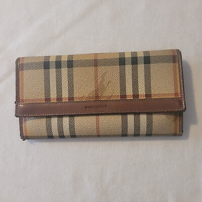 #ad Authentic Vintage Burberry Check Bi Fold Continetal Snap Wallet $150.00