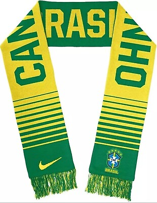#ad Nike Brasil National CBF Soccer Futbol Team Canarinho Scarf Green Yellow Striped $29.95