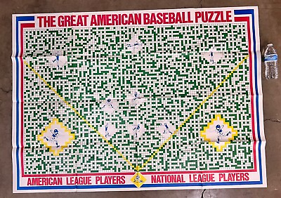 #ad Baseball Crossword Puzzle 58”x42” Giant Size Poster 1990 $19.97