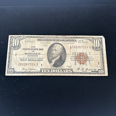 #ad SASA 1929 Minneapolis Federal Reserve Bank $10 Circulated $65.00