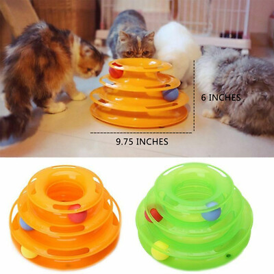 #ad Pet Cat Crazy Ball Disk Interactive Toys Amusement Plate Trilaminar Funny Toy $9.95