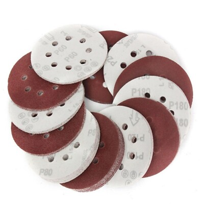 #ad 5 Inch 125mm Round Sandpaper 8 Hole Sanding Discs Hook AND Loop Grit 40 2000 $13.72