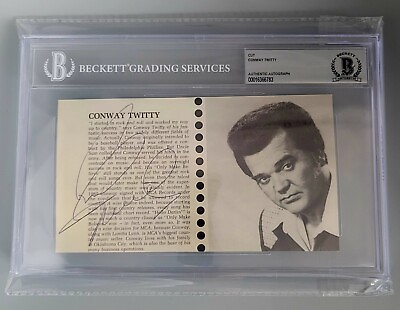 #ad CONWAY TWITTY BAS BECKETT COA SLABBED TICKET SIGNED COUNTRY MUSIC AUTOGRAPHED $189.00
