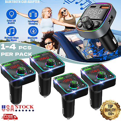#ad Bluetooth 5.0 Car Wireless FM Transmitter Adapter 2USB PD Charger AUX Hands Free $24.08