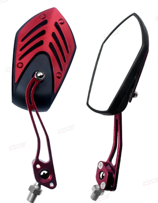 #ad Pair of Rotatable Red and Black Motorcycle Mirrors for Universal Oval Scooters $24.99