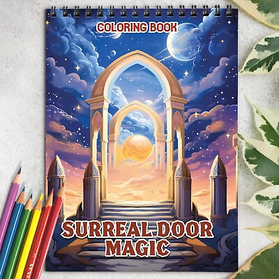 #ad Surreal Door Magic Spiral Bound Coloring Book Designed for Artistic Souls $14.39