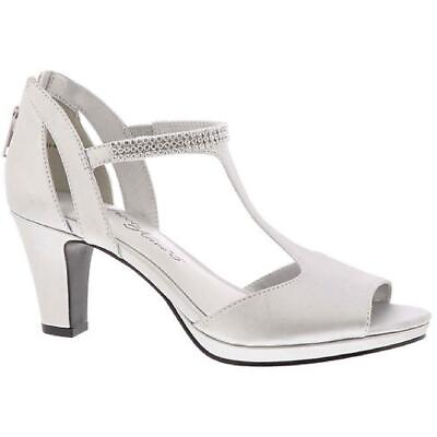#ad Easy Street Womens Flash Silver T Strap Heels Shoes 7 Wide CDW BHFO 4092 $15.99