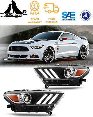 For 2015 2016 2017 Ford Mustang Headlights Projector Headlamps HID Xenon LED DRL $316.59