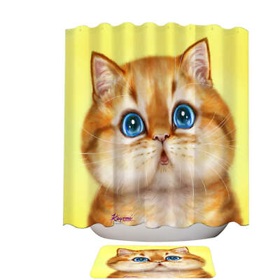 #ad Cute Painted Cats Chubby Ginger Kitten Shower Curtains $46.90