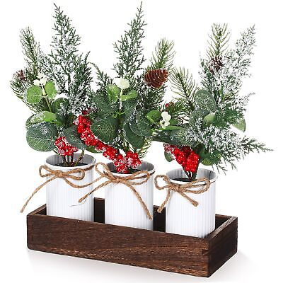 #ad Christmas Centerpieces Red Berry Christmas Artificial Pine Cone Snow Branches... $31.31