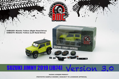 #ad BM Creations 2019 Suzuki Jimny W Parts Kinetic Yellow LHD 1:64 Diecast Car $16.99