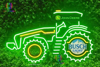 #ad 24quot; John Deere Farm Tractor Busch Light Beer Bar LED Neon Lamp Sign With Dimmer $174.00