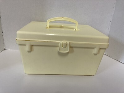 #ad MCM VTG RARE SOLO Curler Caddy Carry Case With Tray Storage Yellow 11.5x9x6.5” $33.00