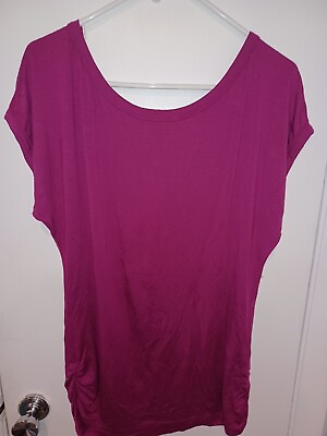 #ad LOFT Women#x27;s Short Sleeve Shirt Top LARGE Size Magenta FUCHSIA $20.00