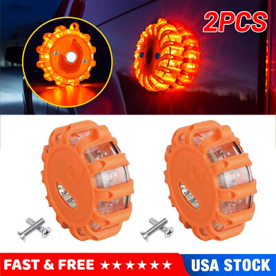 2PC Emergency Disc Safety Light LED Road Flares Flashing Warning Roadside Strobe $19.99
