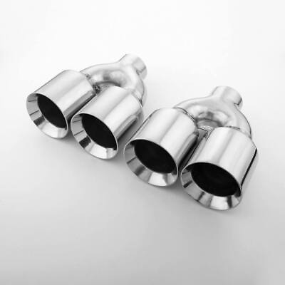 #ad Pair Quad 4quot; Straight Cut Out Dual Wall Exhaust Tips 2.5quot; In 304 Stainless Steel $205.97