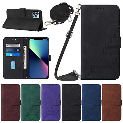 #ad Magnetic Flip Stand Crossbody Wallet Case Cover For iPhone 15 14 13 12 11 XR XS $12.98