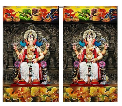 #ad Lord Ganesha Digital Printed Curtains for Home Set of 2 Size: 4 x 7 Feet $39.64