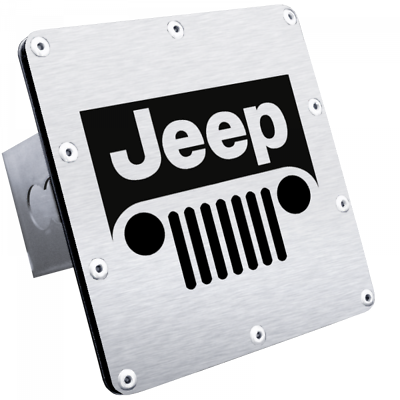 #ad Jeep Grill Logo Brushed Finish Class III Trailer Hitch Plug Official Licensed $47.95