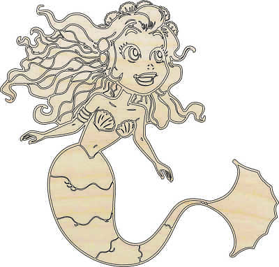 #ad Mermaid Laser Cut Wood Shape SEA20 $11.50