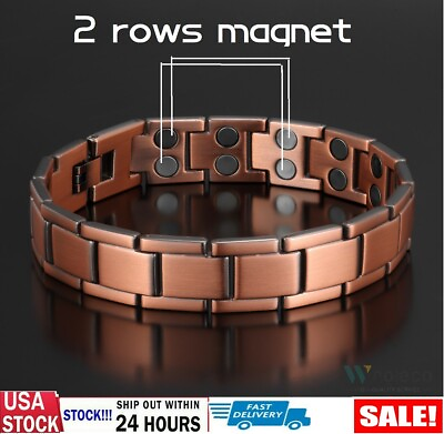 #ad Men#x27;s Bracelet Magnetic Therapy Arthritis Pain Relief Pure Solid Copper Bangle $8.45