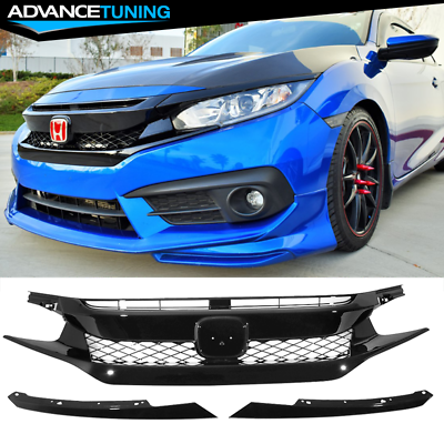 #ad Fits 16 21 Honda Civic FK8 Type R ABS Front Bumper Grille Hood Mesh Grill Guards $60.88