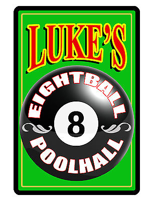 #ad PERSONALIZED METAL SIGN YOUR NAME BILLIARDS CUSTOM SIGN FULL COLOR 8ball #041 $13.95