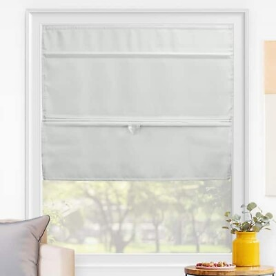 #ad Chicology Light Filtering Cordless Magnetic Fabric Roman Shade Runway Grey 35x64 $33.99