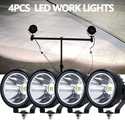 #ad 4X 4quot; inch LED Round Off Road Driving Light Hyper Spot Fog Headlights UTV ATV $66.95