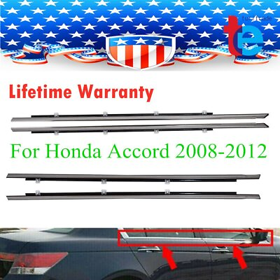 #ad For Accord 2008 2012 4pcs Chrome Weatherstrip Window Moulding Trim Seal Belt $27.39