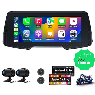 #ad CL876 6.86quot; Motorcycle Navigator Wireless CarPlay Android Auto with camera amp;TPMS $349.99