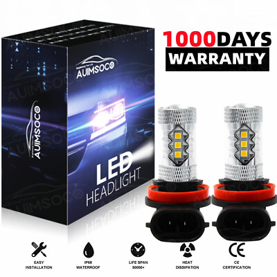H11 led fog light bulb High Power 200W Lamps 8000K White Foglight Bulbs DRL Kit $13.29