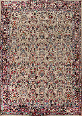 #ad Vintage Ivory Navy Blue Handmade Floral Mood Living Room Rug Area Carpet 10x13 $2532.00