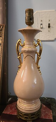 #ad Beautiful Antique Lamp art Nouveau Pink Gold Brass ROMANTIC French Country $69.30