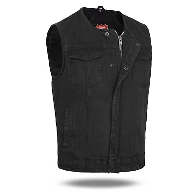 #ad No Collar HL21639DM Black Club Style SOA Denim Men Vest Success $59.99