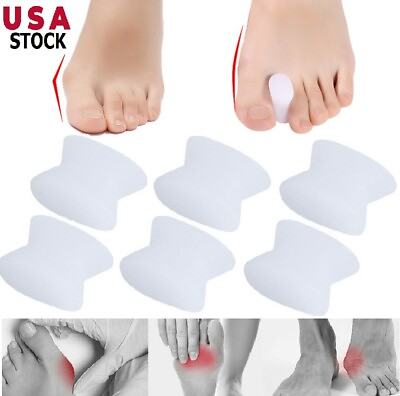 #ad 12× Silicone Soft Gel Toe Separator Bunion Toes Spacer Orthotics Pain Relief USA $6.56