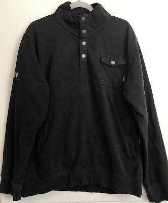 #ad Yeti Fleece Sweatshirt Men#x27;s XL Black Pullover 1 4 Snap Mock Neck Long Sleeve $22.95