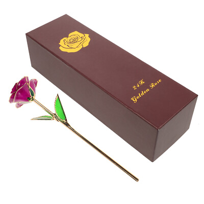 #ad Rose 24k Gold Dippedamp;Trim Genuine Flower Eternal Love Romantic w Gift Box US $25.99