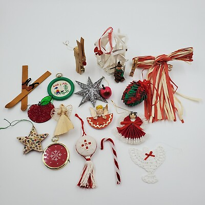 #ad Vintage Christmas Ornaments Mixed Materials Lot Set of 20 $24.99