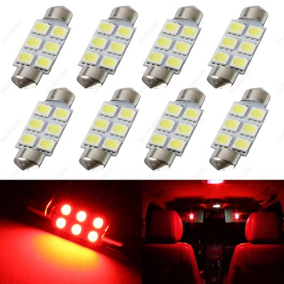 #ad 8 X Red 41mm 42mm 6SMD 5050 Festoon Dome Map LED Light 578 211 2 212 2 TOOL $8.36