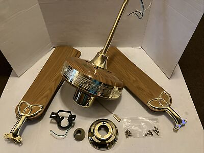 #ad Craftmade Ceiling Fan Woodgrain amp; Brass Finish 52 Inches 5 Blade Model CXL52 $125.87